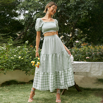 Fashion Casual Commuter Skirt Suit Half Body Solid Color Printing Temperament