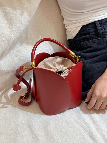 Popular Red Bridal Petal Portable Bucket Bag