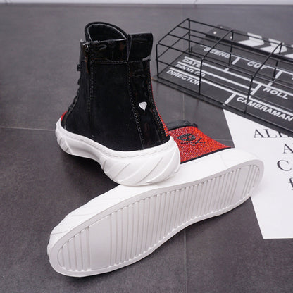 Casual High-top Sneakers With Synthetic Leather And Rubber Sole