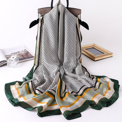 Faux Silk Letters Air Conditioning Shawl Oversized Beach Towel