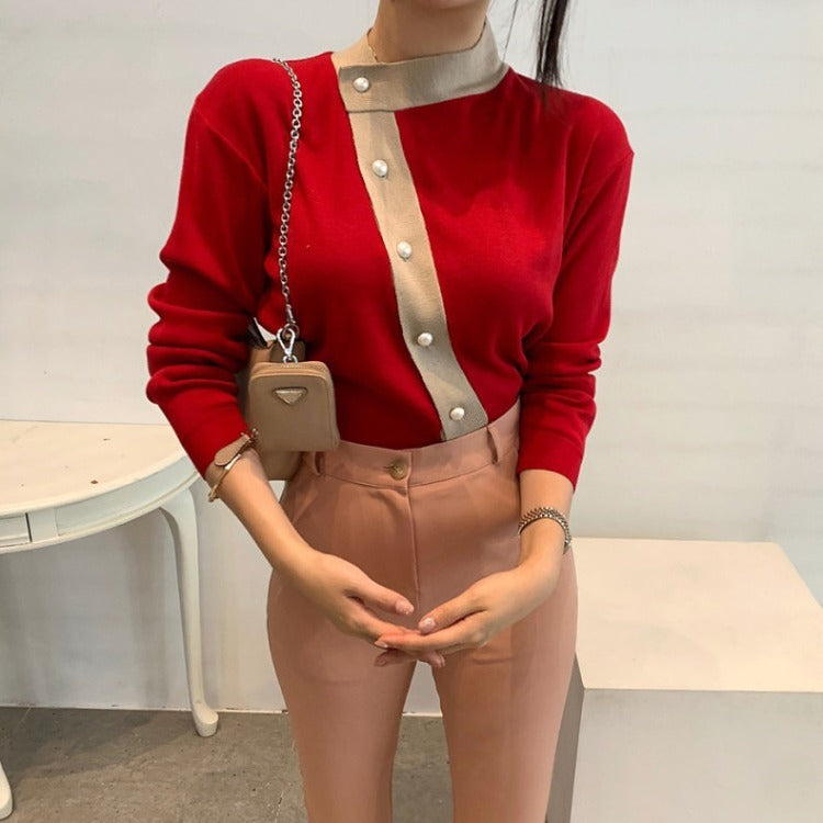 Colorblock Striped Sweater Cardigan Short Coat Women