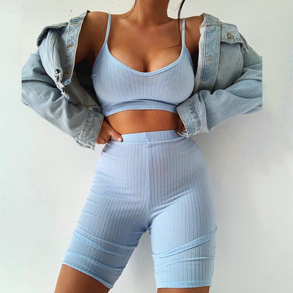 vest shorts two piece set
