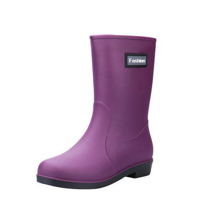 Fashion Work Wear Rain Shoes Adult Warm Women's Mid-calf Rain Boots