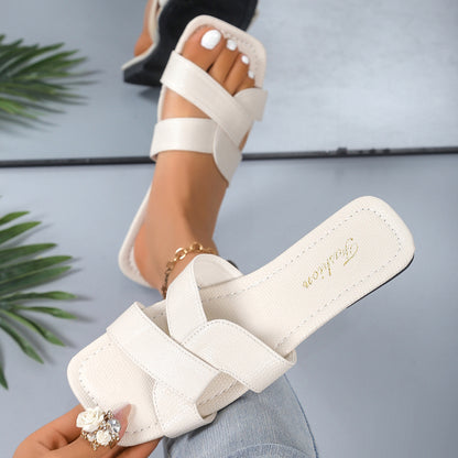 Fashion Slippers Women's Summer Outdoor Wear Square Toe All-matching