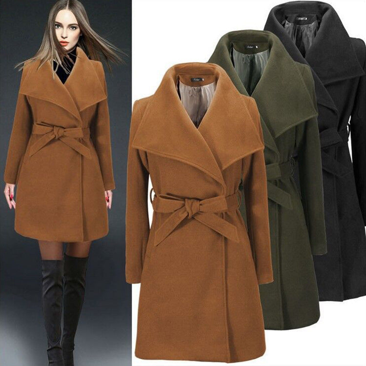 Slim long woolen coat