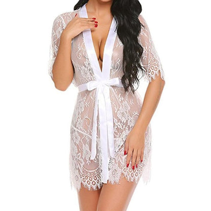 Lace deep V-neck home pajamas