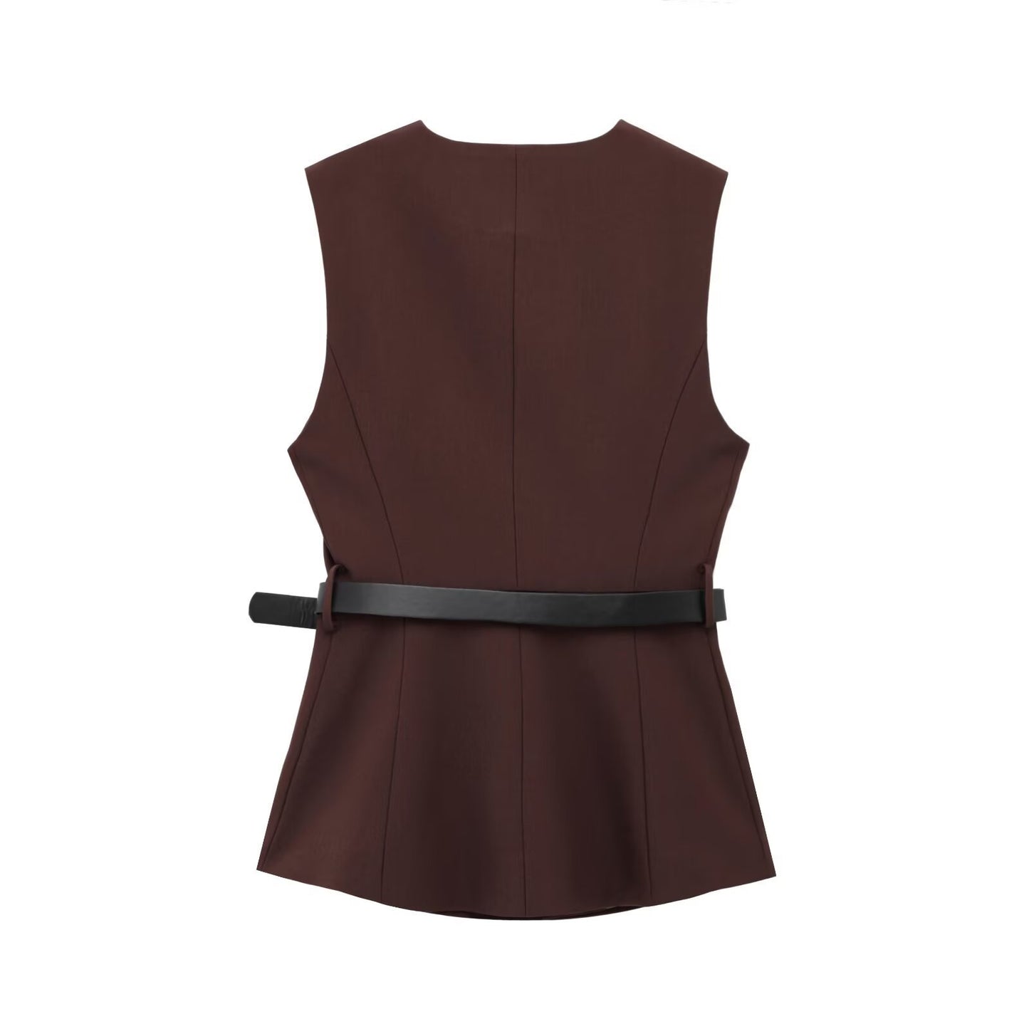 Belt Simple Sleeveless Shirt Bandage Dress Waist-tight Vest