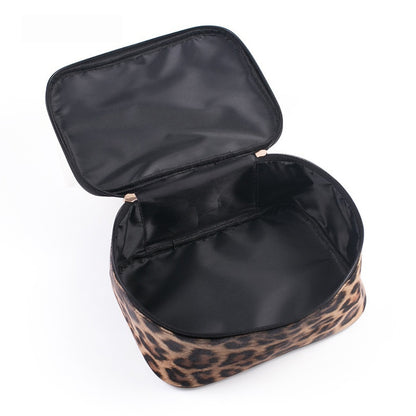 Leopard-print Makeup Bag PU Portable Travel Storage Bag