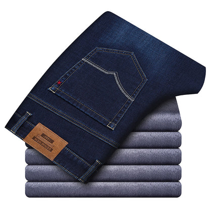 Plush Thick Slim Straight-leg Warm Casual Men's Jeans