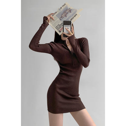 Women's Long Sleeve Knitted Tight Dress