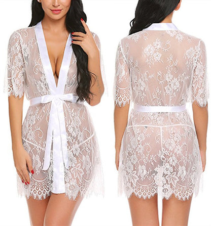 Lace deep V-neck home pajamas