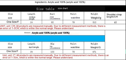 Summer Slim-fit Backless Acrylic Top Skirt Suit