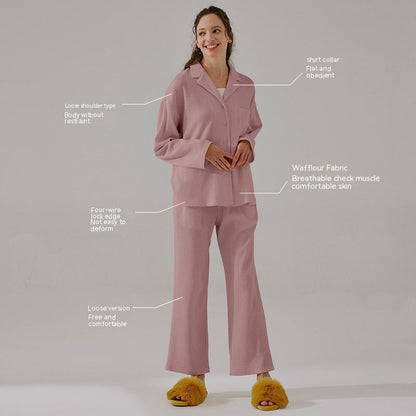 Knit Two-piece Suit Long-sleeved Trousers Ladies' Homewear Pajamas Loose Confinement Clothing