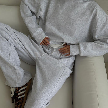 Solid Color Long Sleeve Round Neck False Two Pieces Sweater Suit Women