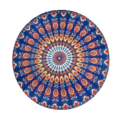Shawl Print Mat Round Peacock Beach Towel