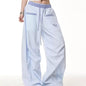 Retro Contrast Color Striped Matchet Pants Women's Summer Loose Drooping