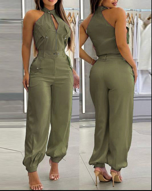Halter Top Casual Working Pants Two-piece Suit