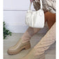 Large Size Mid-heel Round Toe Flying Knit Women's Shoes