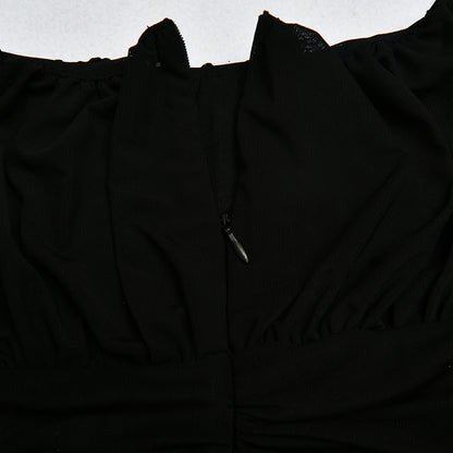 Mesh cutout princess sleeve slim bodysuit