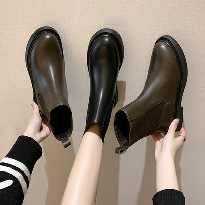 European and American Style Women's Thick Heel Boots Flat Boots