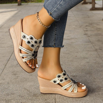 Bohemian Open Toe Sequin Slippers Women