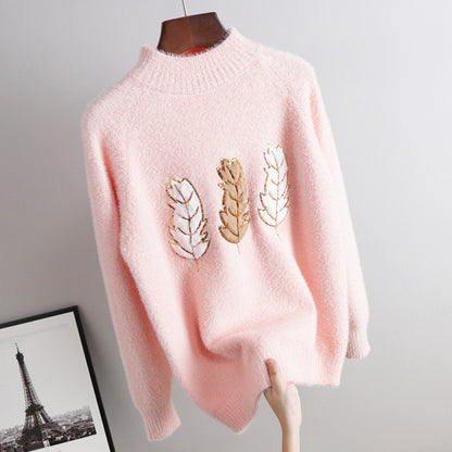 Small fragrance knitted mink sweater
