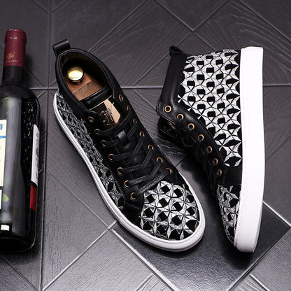 Men's Martin Boots Fashion Personality Embroidered High-top Sneakers