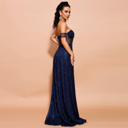 Backless fringed dress