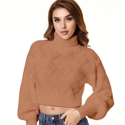 Women's Loose Solid Color Turtleneck Sweater