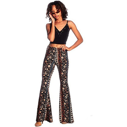 Hip Retro Printed Bootleg Pants Casual Pants