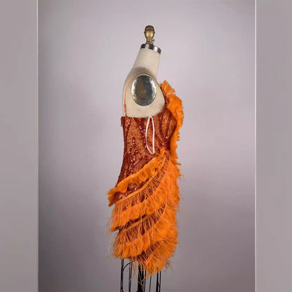 Yellow Backless V Sling Slim Fit Dress