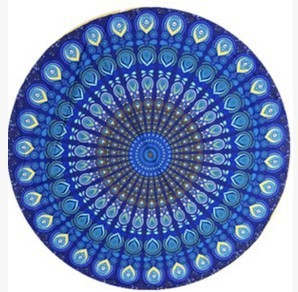 Shawl Print Mat Round Peacock Beach Towel