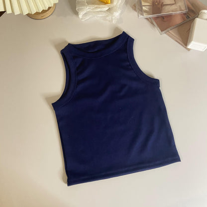 Solid Color Cropped Slim Fit Sleeveless Tank Top Women's