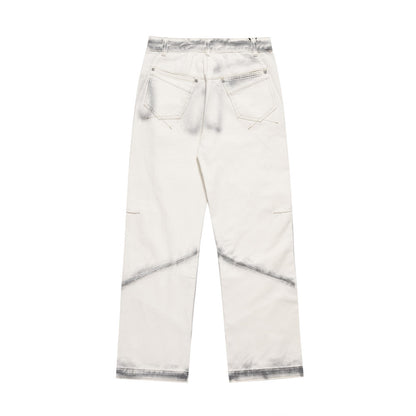 Fashion Printed Lines Straight-leg Trousers Men