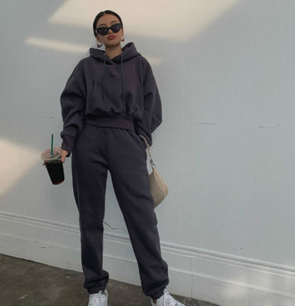 Hooded sweater casual suit