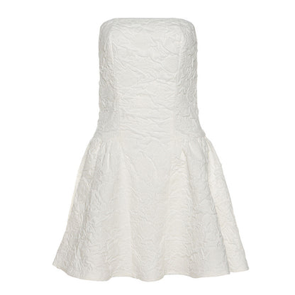 High Waist Slim Sexy Zipper Tube Top Halter Dress Women