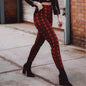 Plaid high waist leggings women casual pants