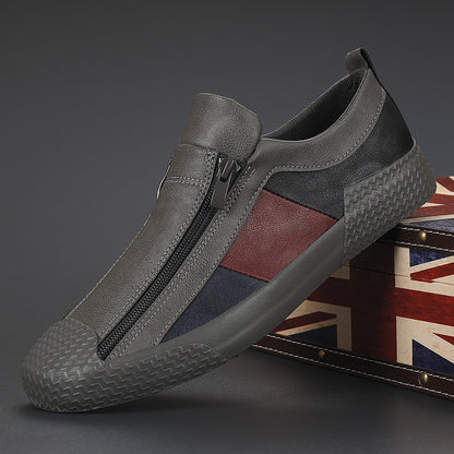 Autumn Men's New Trendy All-match Casual Shoes Flat Zipper Shoes