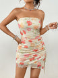 Lace Printed Tube Top Dress