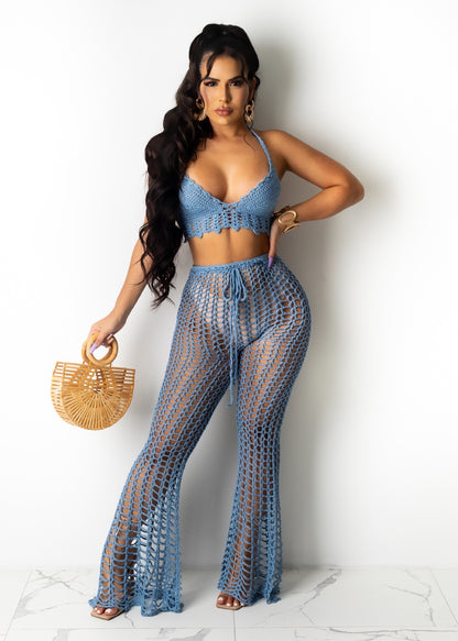 Summer Beach 2 Piece For Women Elegant Hollow Out Suit