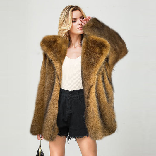 Fur Mid-length Coat Suit Warm Fur Coat