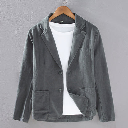 Japanese Flat Collar Casual Ramie Small Suit Men's Versatile