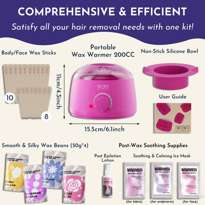 Waxing Gift Set 29pc Gold-Standard Hard Wax Kit With Wax Warmer & Beads For Full Body, Brazilian Hair Removal