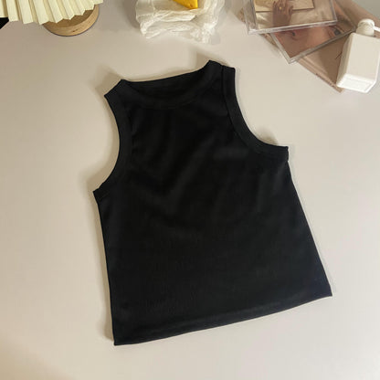 Solid Color Cropped Slim Fit Sleeveless Tank Top Women's