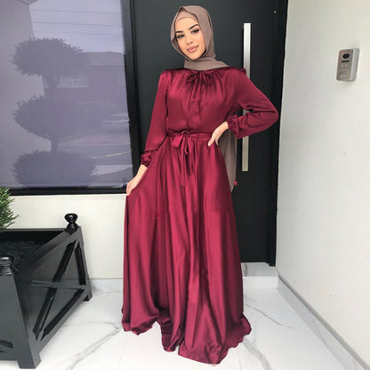 New Arab Women's Solid Color Robe Dress