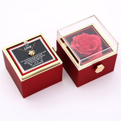Rotating Soap Rose Jewelry Packing Box Necklace Gift Set