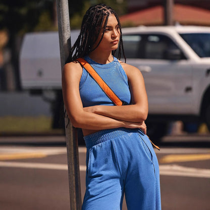 Fashion Casual Women's Solid Color High-elastic Body Shaping Short Sleeve Wide Leg Pants Suit