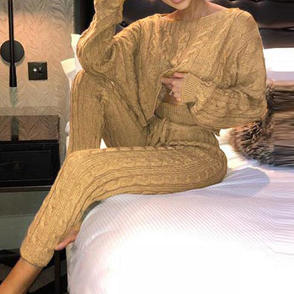 Fashion Women's Solid Color Sweater Suit