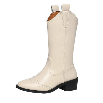 new Autumn Fashion Mid-calf Boots For Women Pointed Sleeve Chunky Heel Fashion Boots Female Factory Wholesale