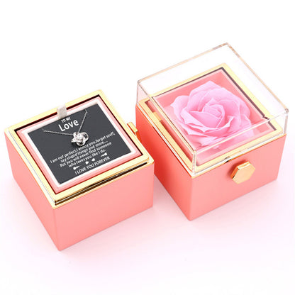Rotating Soap Rose Jewelry Packing Box Necklace Gift Set